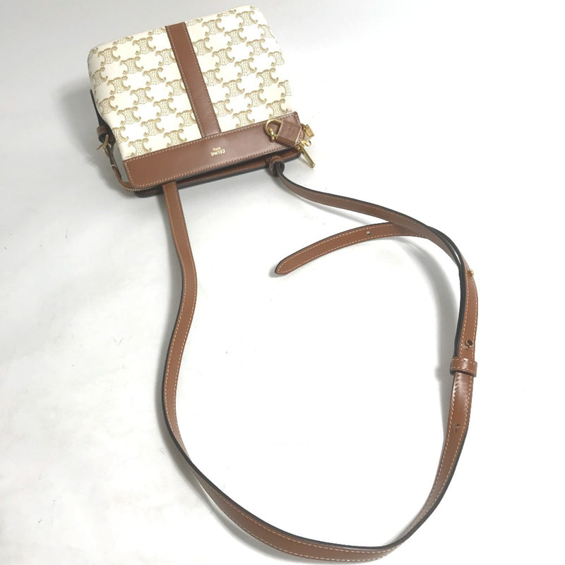 CELINE 191992BZJ Pochette Bag Crossbody Shoulder Bag White Brown