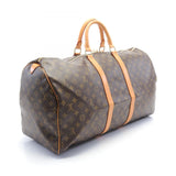 Louis Vuitton LOUIS VUITTON Keepall 55 Monogram Boston Bag Coated Canvas Leather Men's Women's Brown M41424