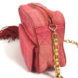 Chanel CC Mark bag fringe tassel Shoulder Bag Red x GoldHardware