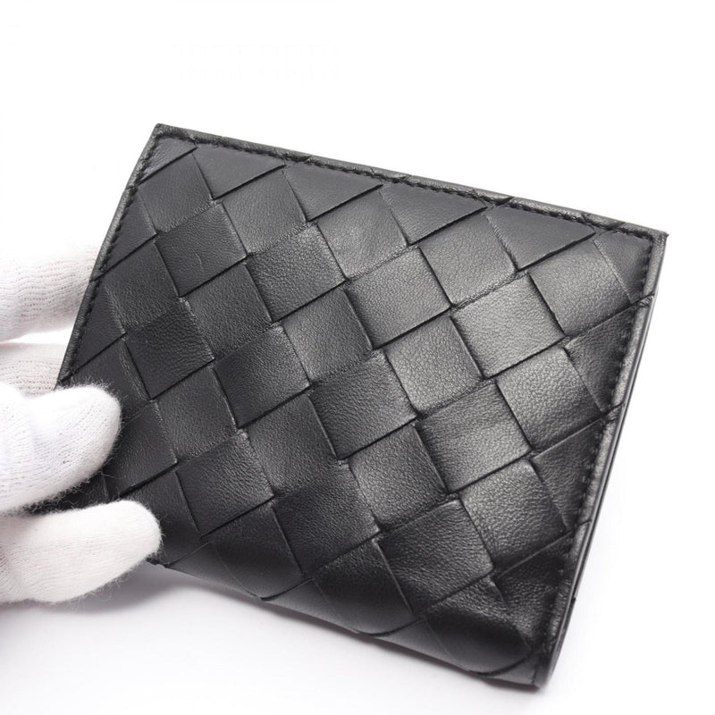 BOTTEGA VENETA Intrecciato Bi-fold Wallet Leather Men's Women's Black 742330VCPP38425