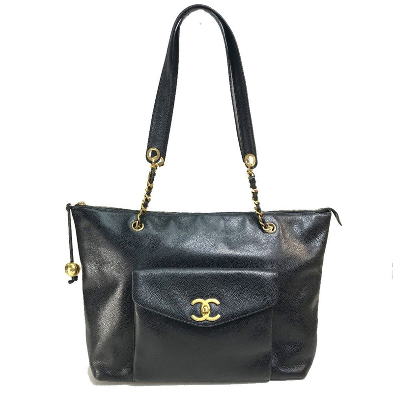 Chanel CC Mark Chain Tote Bag Shoulder Bag Black GoldHardware