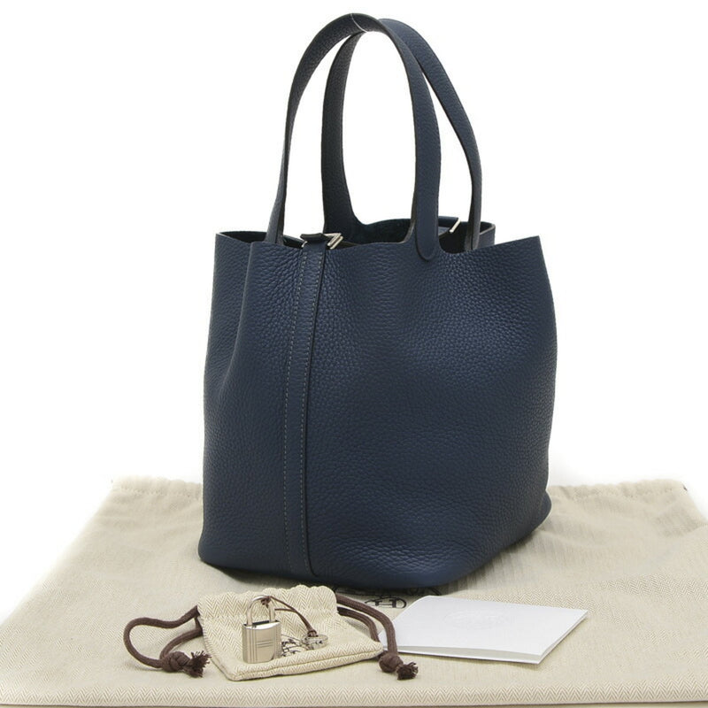 Hermes Picotin Lock MM 22 Handbag Taurillon Clemence Blue Plus W Stamp