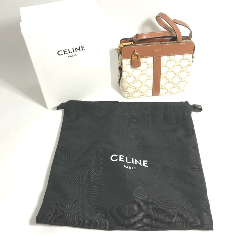 CELINE 191992BZJ Pochette Bag Crossbody Shoulder Bag White Brown