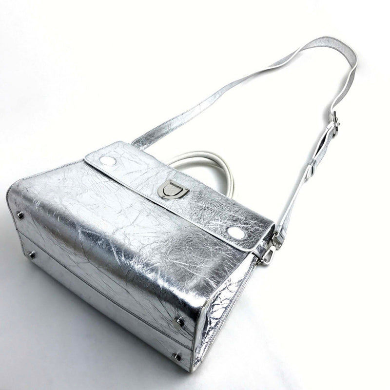 Christian CHRISTIAN DIOR Bag 2WAY Hand Bag Metallic Silver