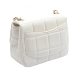 CHANEL Chocolate Bar Flap Shoulder Bag Leather Women's White AS3744