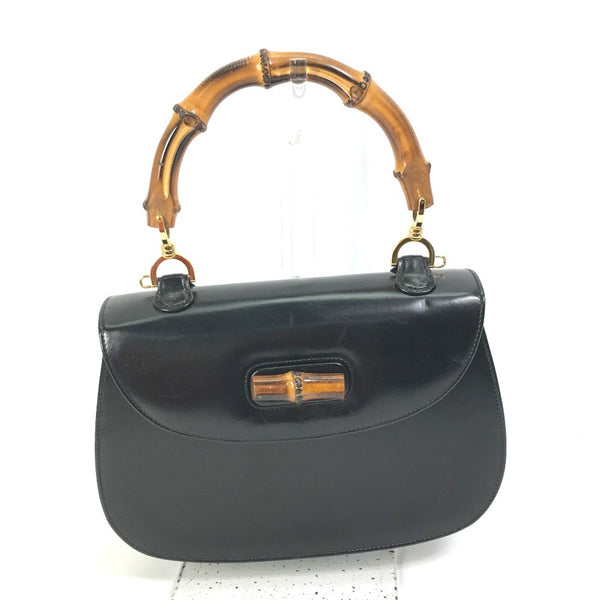 Gucci 000-1951 turn lock old gucci top handle bag Hand Bag Black