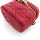 Christian Dior Shoulder Bag Micro Vanity Red Cannage - f-20890 Leather Lambskin 40-MA-0231 Quilted Stitch Charm