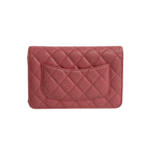 CHANEL Caviar Skin Matelasse Leather Chain Shoulder Bag Wallet Pink 15560