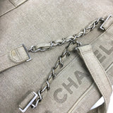 CHANEL CC Coco Mark Backpack Chain Rucksack Linen Women's Beige