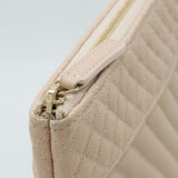 CHANEL Chevron V-stitch Coco Mark Clutch Bag Second Caviar Skin Leather Baby Pink A69251