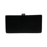 HERMES Bearn Souffle Vaux Epson Leather Genuine Bifold Long Wallet Black