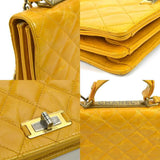 CHANEL Handbag Shoulder Bag 2.55 Matelasse Leather/Metal Yellow/Gold Ladies