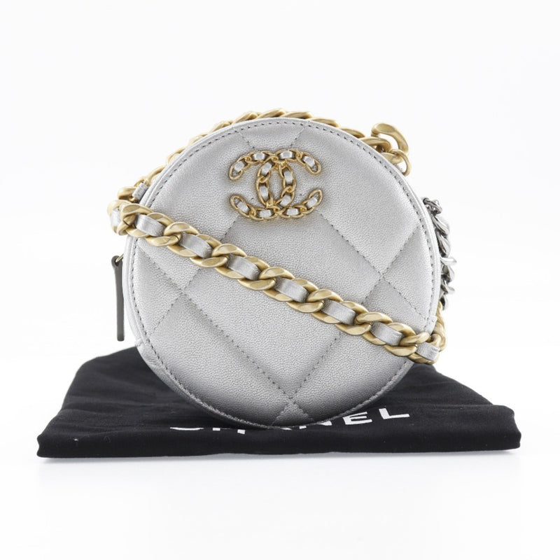 Chanel CHANEL 19 Shoulder Bag Chain Clutch AP0945 Calf Silver Women's