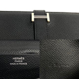 HERMES Beance Soufflé Metal Fittings Vaux Epson Leather Bifold Long Wallet Black 29284