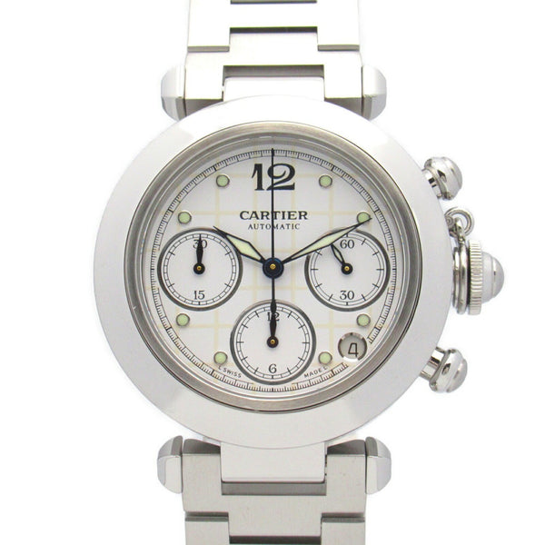 Cartier Pasha C Chrono Watch Stainless Steel Boys White W31039M7