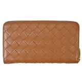 BOTTEGA VENETA Intrecciato Zip Around Wallet Round Calfskin 742332 Brown IT8JQXSA1LNW