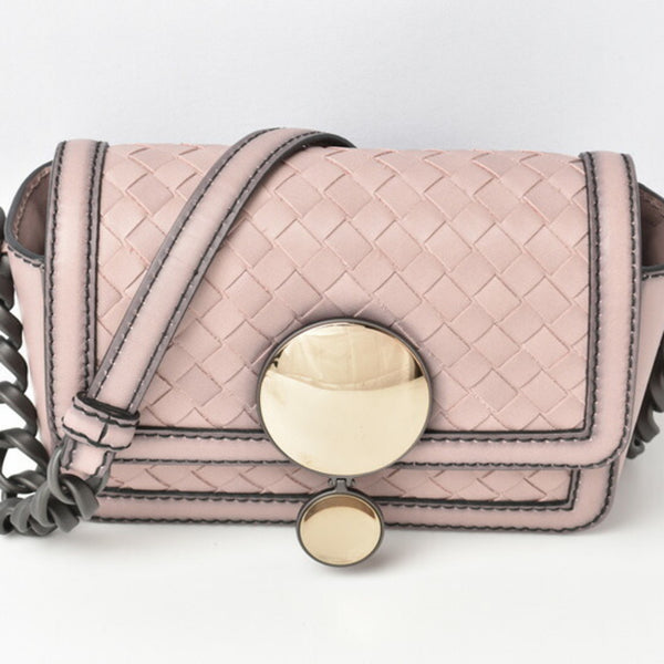 Bottega Veneta Shoulder Bag Pouch BOTTEGA VENETA Chain Strap Light Pearl Gunmetal