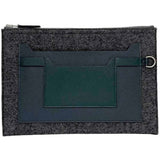 Hermes clutch bag Toudou 29 gray navy green f-19988 felt leather Epson C stamp HERMES D-ring men's women's handbag