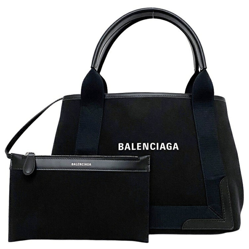 Balenciaga Tote Bag Navy Cabas S Small Black 339933 Canvas Leather BALENCIAGA Handbag Ladies