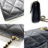 Chanel Bag Classic Matelasse Chain Shoulder Black Champagne Pochette Women's Lambskin Leather CHANEL