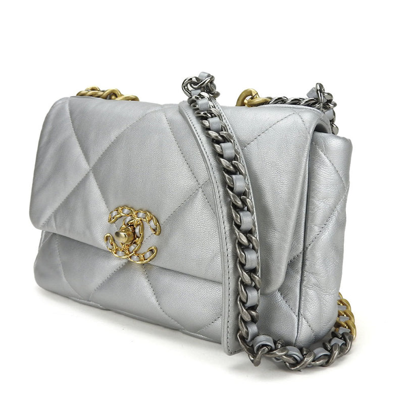 Chanel Shoulder Bag 19 AS1160 Leather Silver Chain 30 Series Women's CHANEL