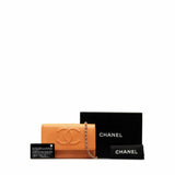 Chanel Coco Mark Chain Wallet Shoulder Bag Orange Silver Caviar Skin Women's CHANEL