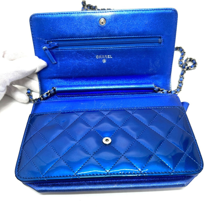 Chanel Long Wallet Bag Chain Bag Chain wallet Shoulder Bag gunmetal blue SilverHardware