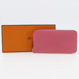 Hermes HERMES Azap Long Silk Inn Wallet Epsom Leather Rose Azalee 2018 Pink C Women's