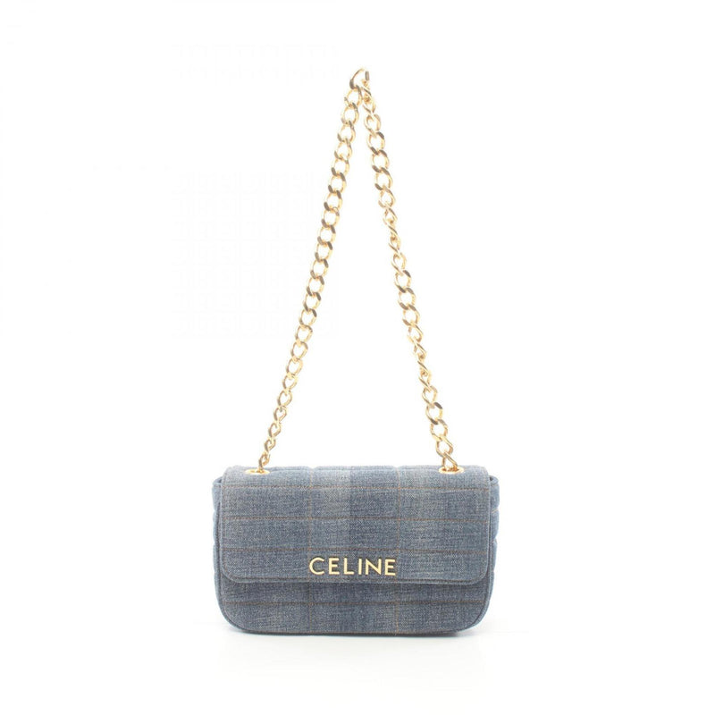 CELINE Monochrome Shoulder Bag, Denim, Women's, Navy, 111272ETN07DD