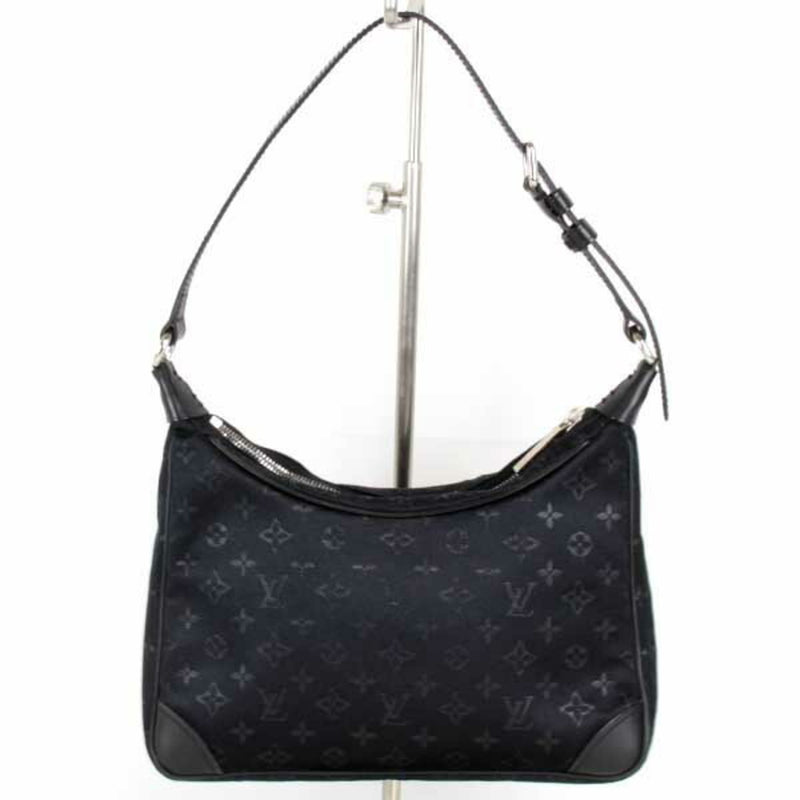 Louis Vuitton Little Boulogne M92142 Handbag Monogram Satin Black Ladies