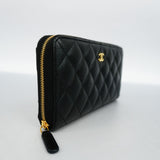 Chanel Long Wallet Matelasse Caviar Skin Black Women's