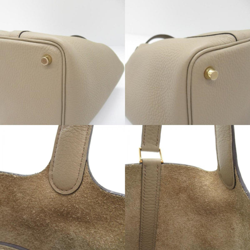 Hermes HERMES Picotin Lock PM Beige Marfa Handbag Bag Leather Taurillon Clemence Women's