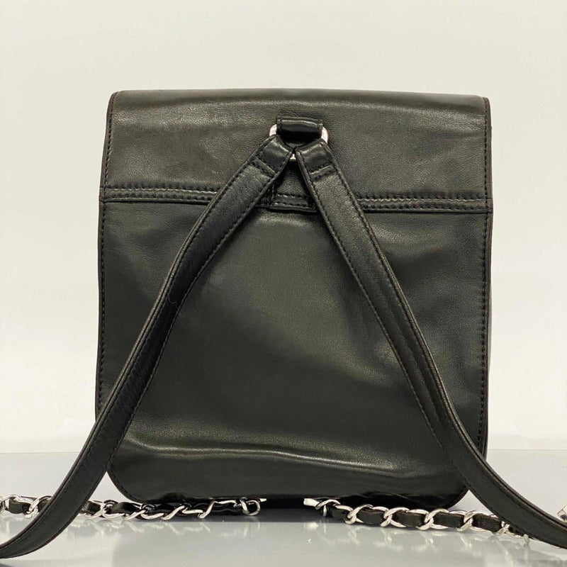 chanel backpack lambskin black ladies