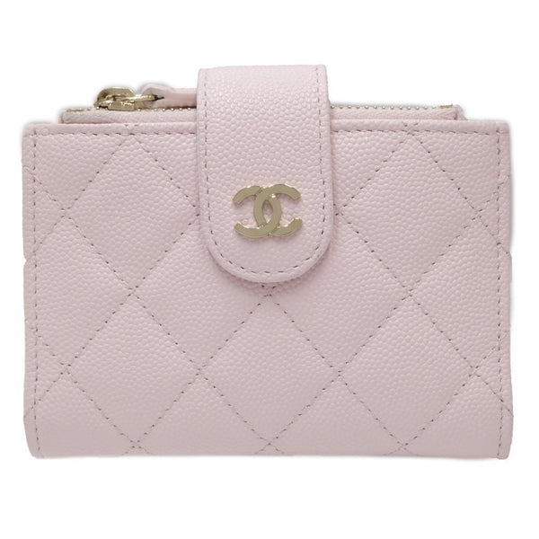 CHANEL Double Zip Card Case Classic Matelasse AP1928 Coin Caviar Skin Pink 083253