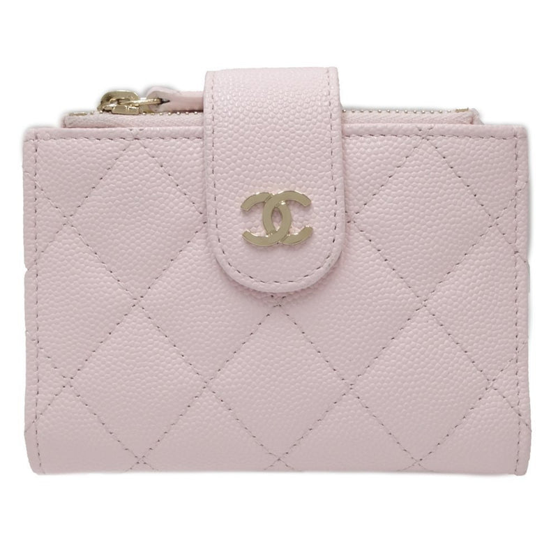 CHANEL Double Zip Card Case Classic Matelasse AP1928 Coin Caviar Skin Pink 083253