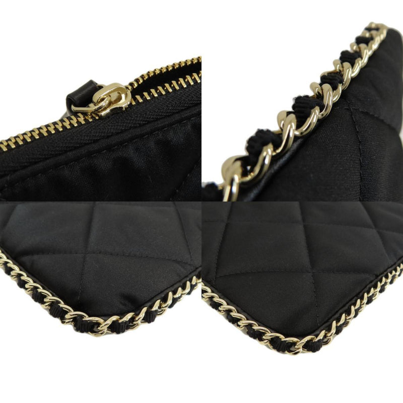 CHANEL Coco Mark Clutch Bag Satin Women's