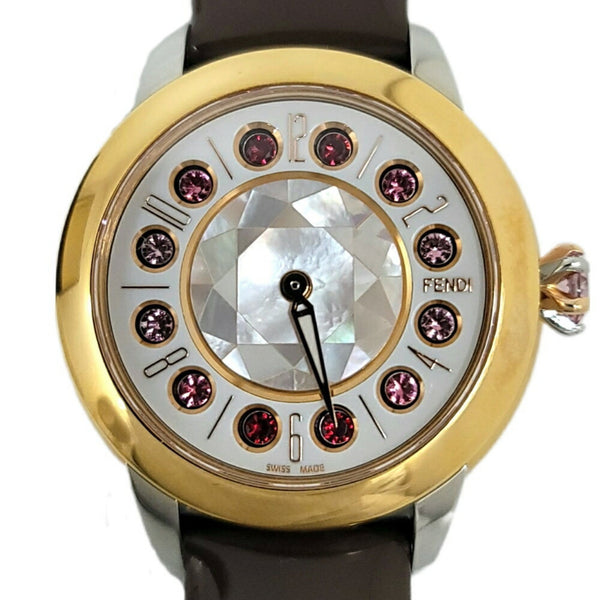 FENDI Fendi Eye Shine Enamel Belt SS 3 Colors Quartz Brown Watch Clock Fashionable Shell Black Spinel Topaz Women's