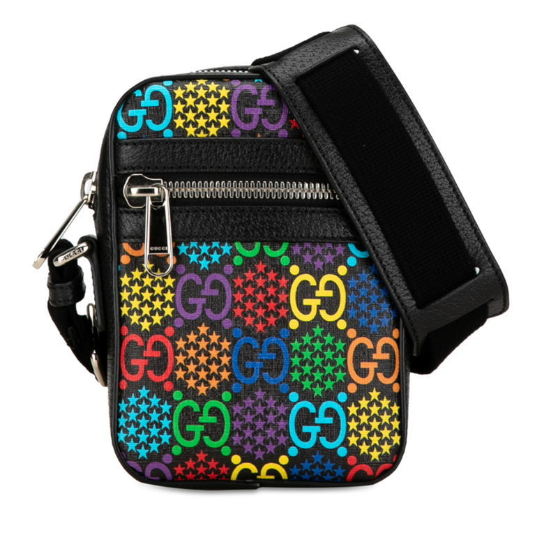 Gucci GG Psychedelic Shoulder Bag 598103 Black Multicolor PVC Leather Women's GUCCI