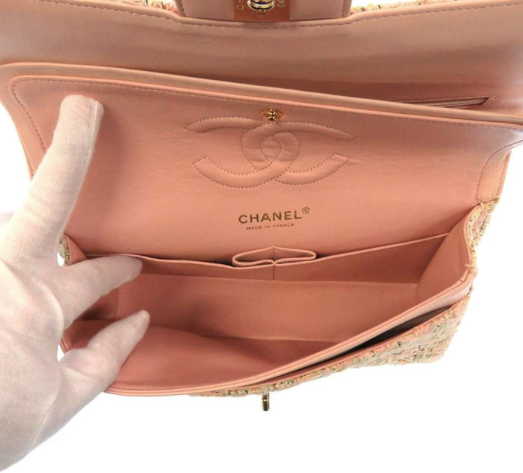 CHANEL Matelasse Mini Chain Flap Classic Shoulder Bag Lamb Skin Orange