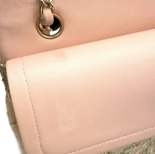 CHANEL Matelasse W Flap Chain Shoulder Bag Size 25 Pink/Multicolor