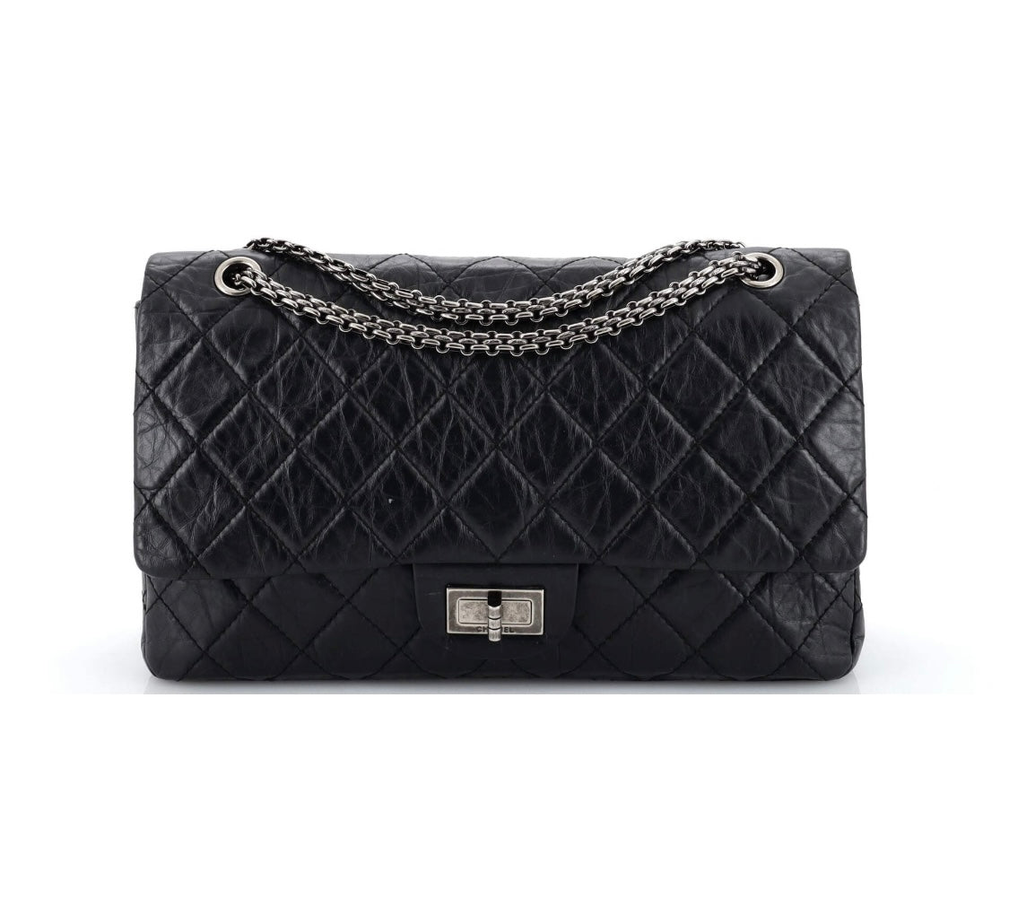 CHANEL Aged Calfskin Quilted 2.55 Reissue 227 Flap Black 165915