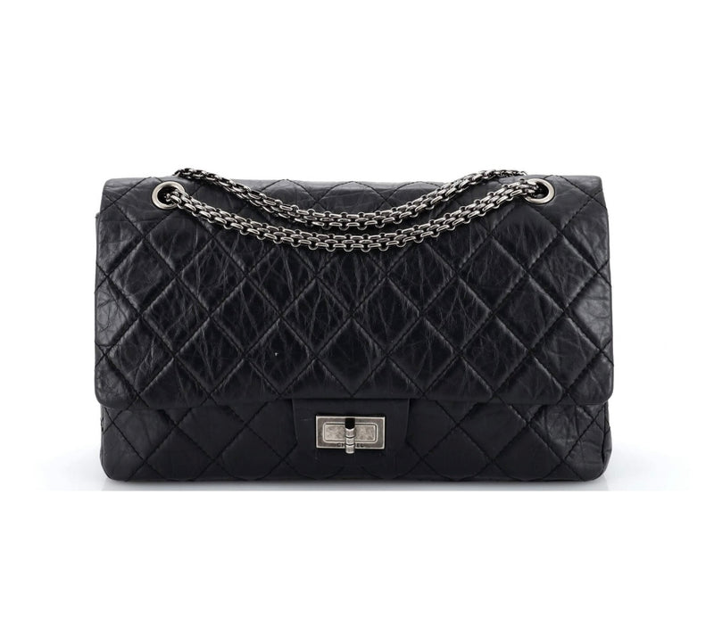 Chanel Black Quilted Calfskin Maxi 2.55 Flap Bag Ruthenium
